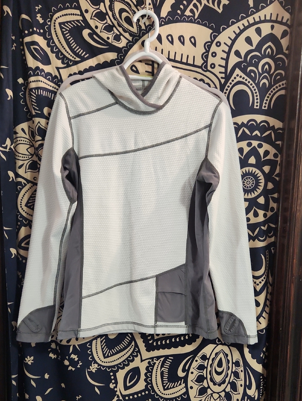 White Athletic Hoodie with Gray Panels